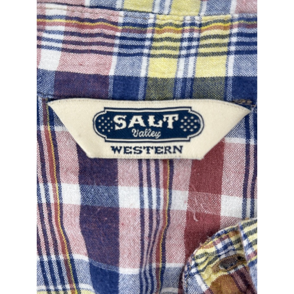 Salt Valley Western Plaid Pearl Snap Shirt M - Picture 4 of 8
